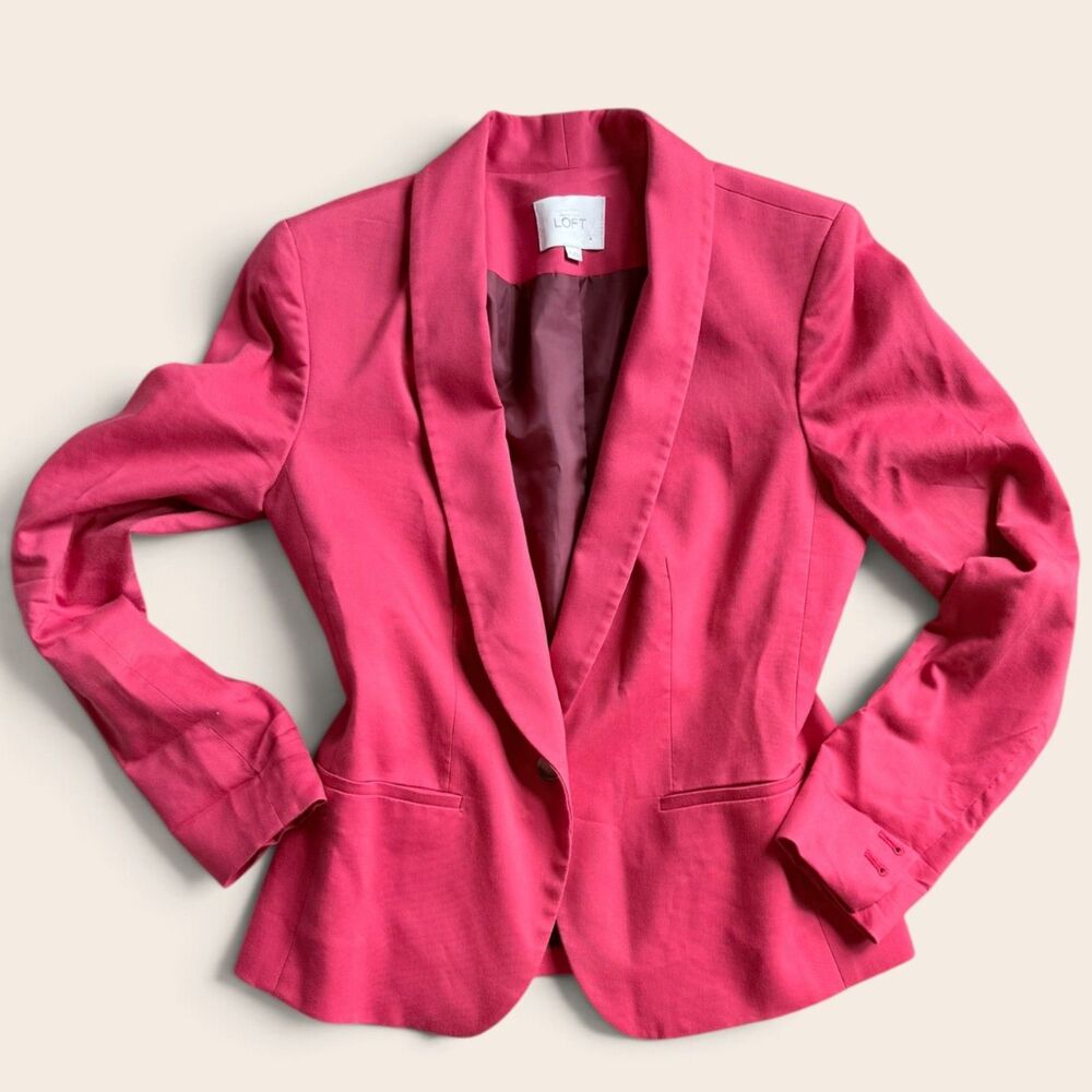 LOFT Red Blazer Size 8 Single Button Tailored Career Preppy Classic